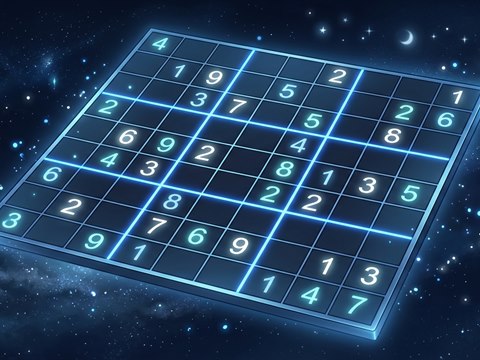 夜空に浮かぶ9×9のナンプレの盤面