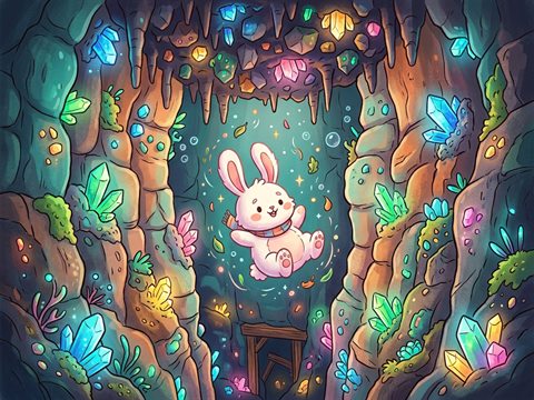 縦穴を落ちていくうさぎのイラスト