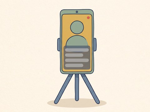 スマートフォンの画面に、原稿の文字が帯状に流れているイラスト