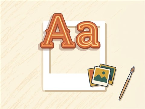 写真フレームと文字装飾のイラスト