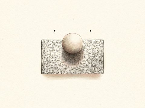 砂目模様の板から球が浮き上がって見えるイラスト