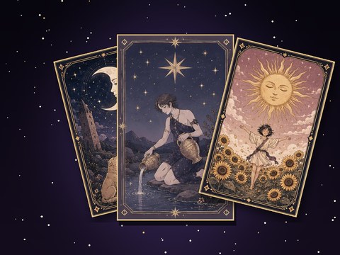 月・星・太陽のタロットカード